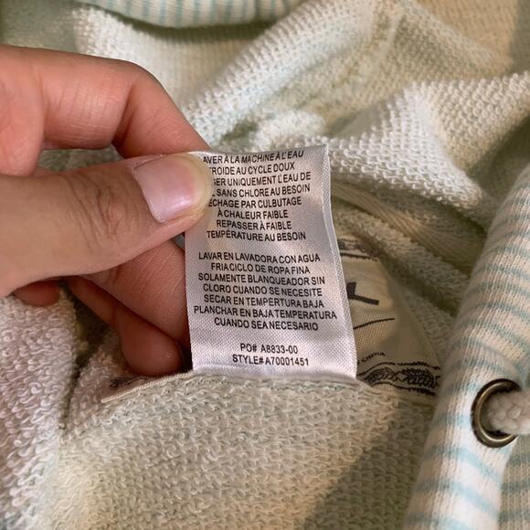 O'Neill Sweatshirt Womens S Small Mint White Striped Hooded Drawstring Pullover - Picture 9 of 11